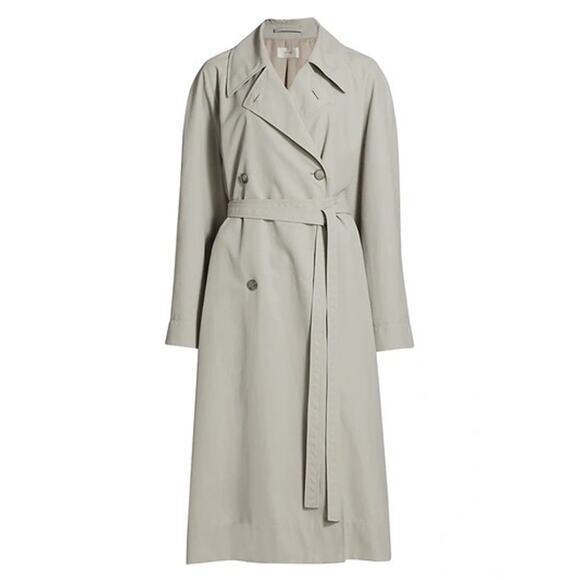 The Row Agathan Technical Nylon Gray Double Breasted Oversized Trench Coat Sz M - Picture 2 of 8